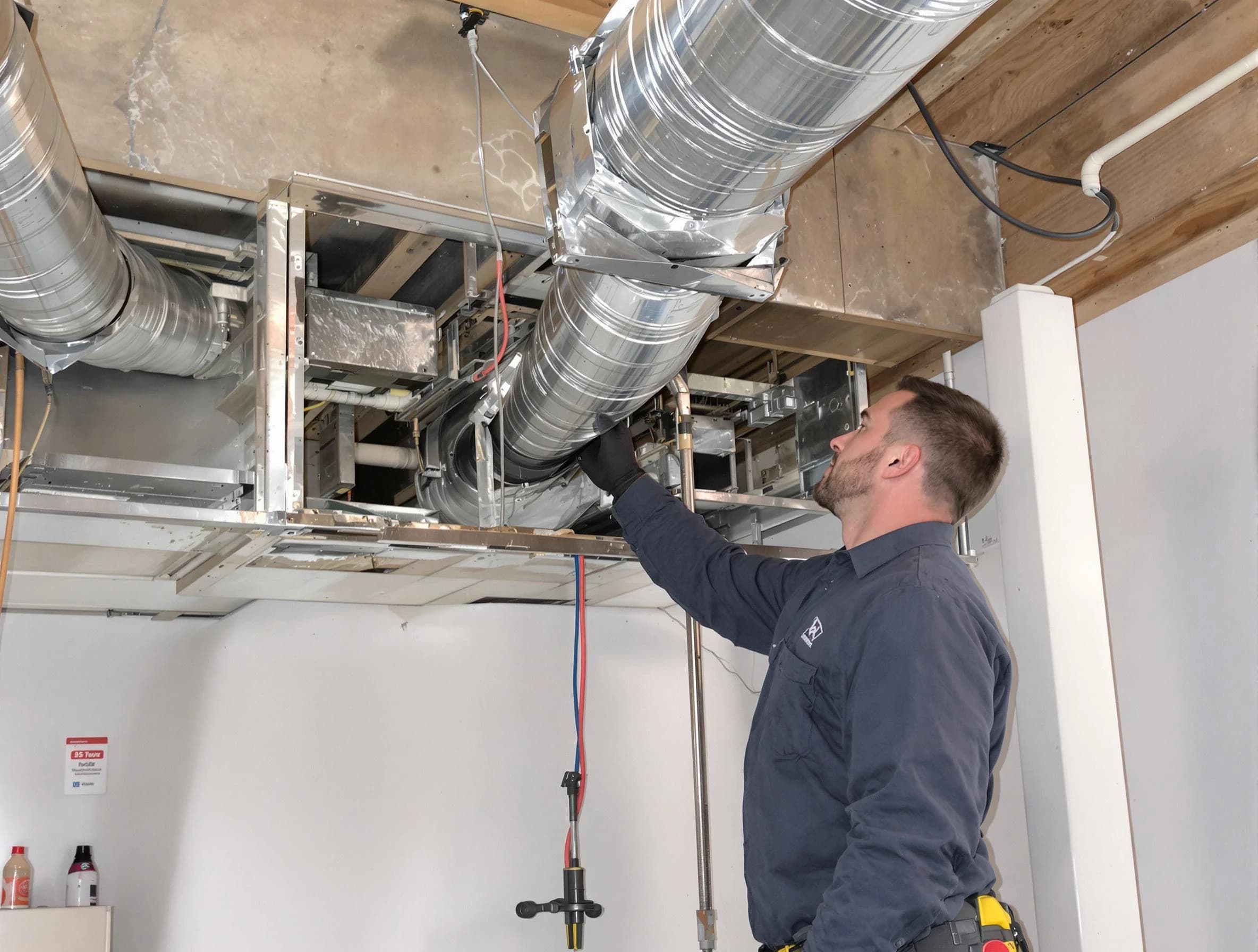Lewisburg Air Duct Cleaning technician performing professional air duct repair using specialized tools in Lewisburg