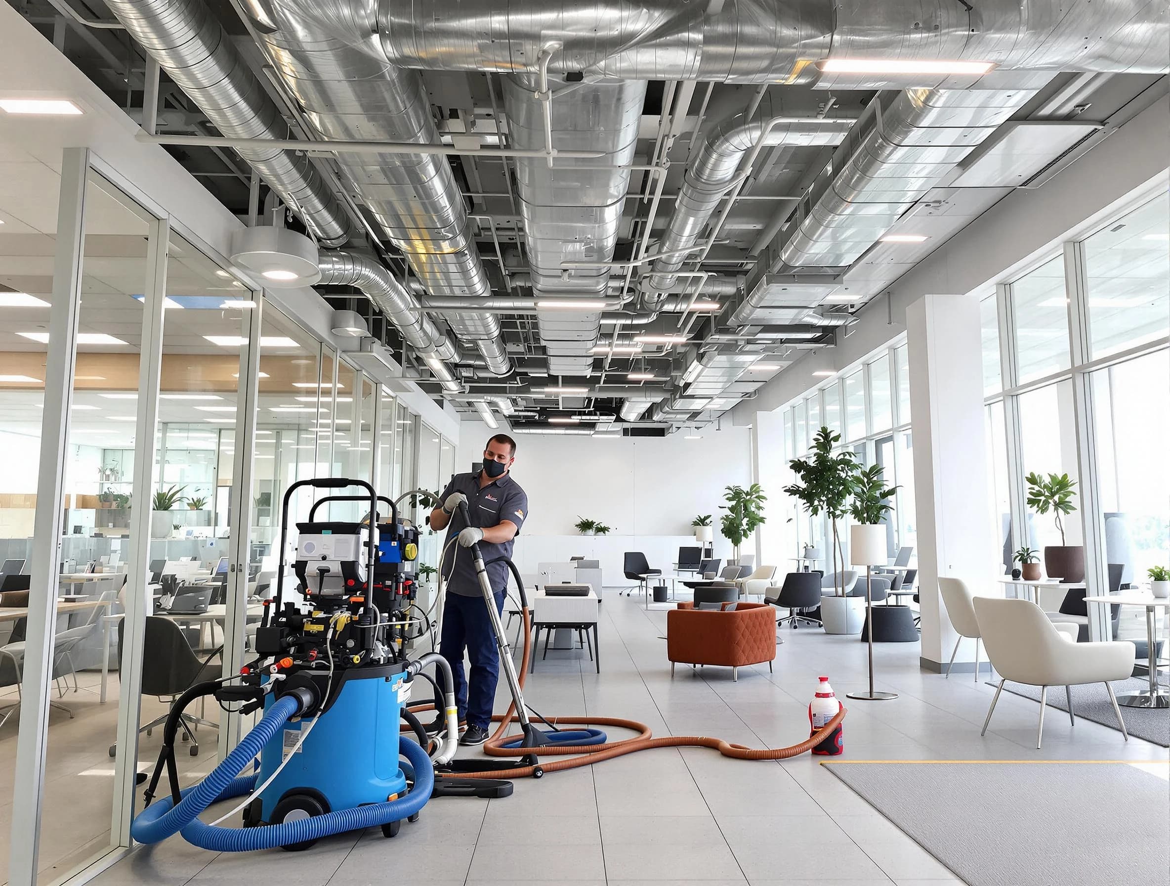 Lewisburg Air Duct Cleaning team conducting comprehensive commercial duct cleaning at a business location in Lewisburg