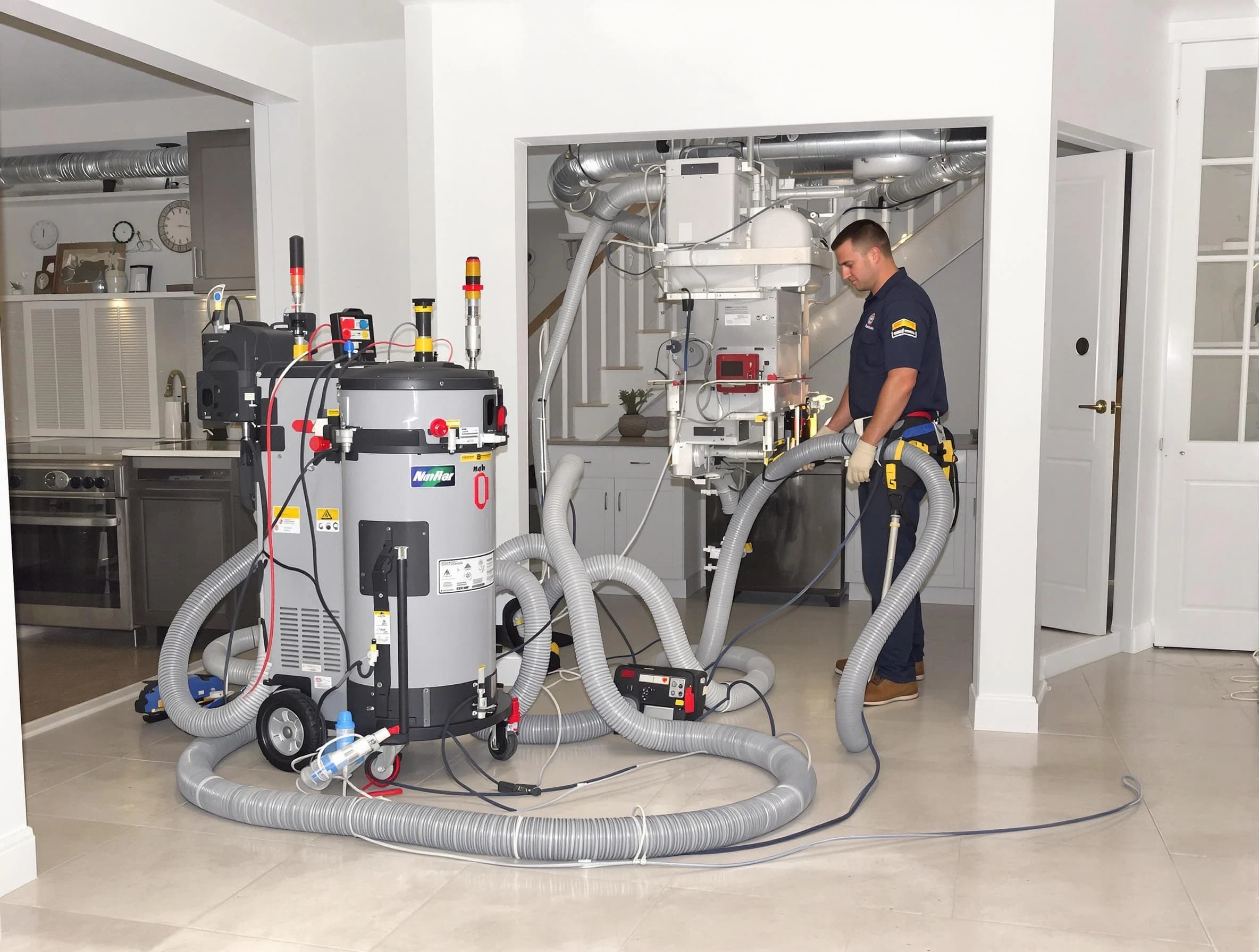 Lewisburg Air Duct Cleaning technician operating negative pressure cleaning equipment for thorough duct maintenance in Lewisburg