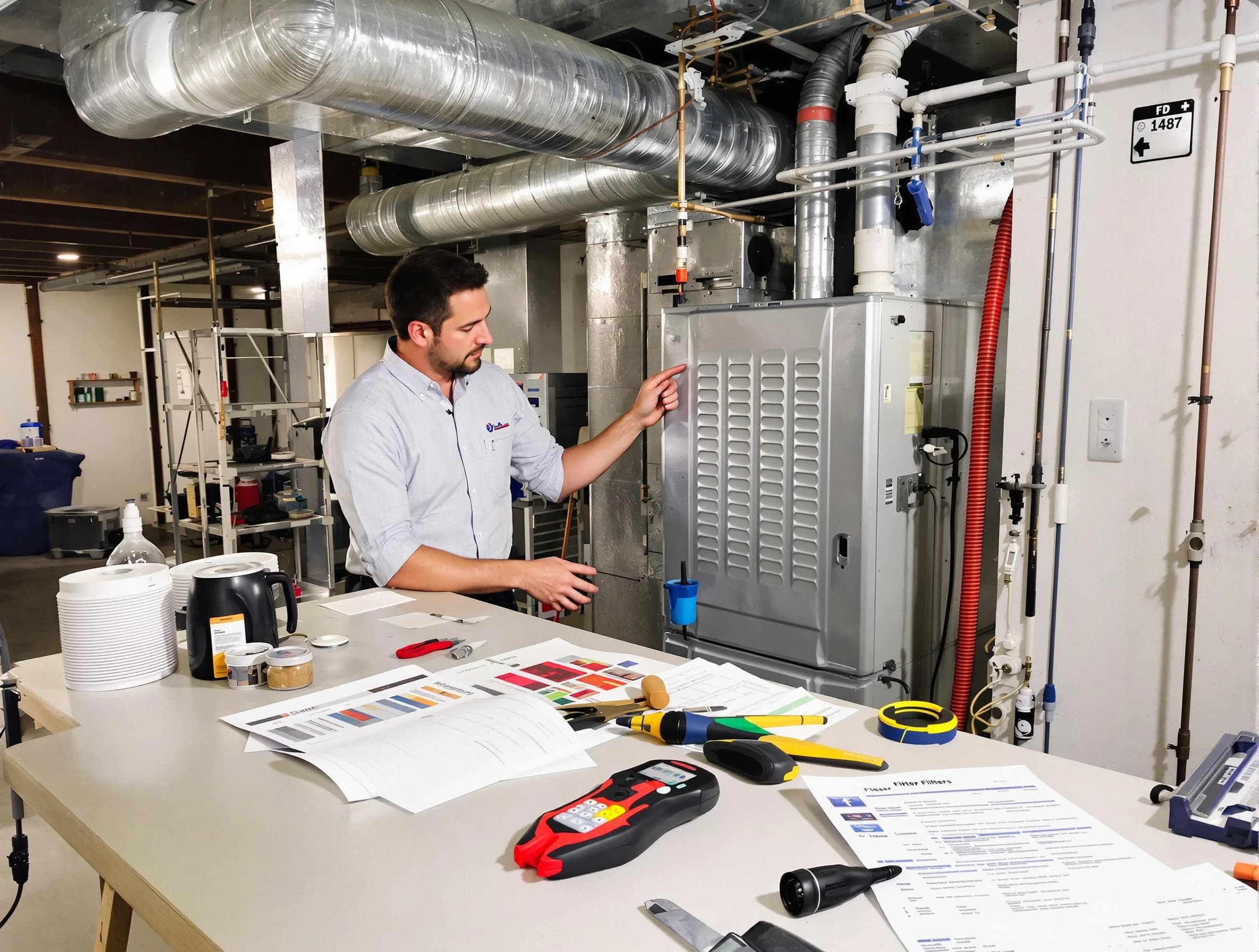 Lewisburg Air Duct Cleaning inspector conducting detailed filter system evaluation using professional diagnostic tools in Lewisburg