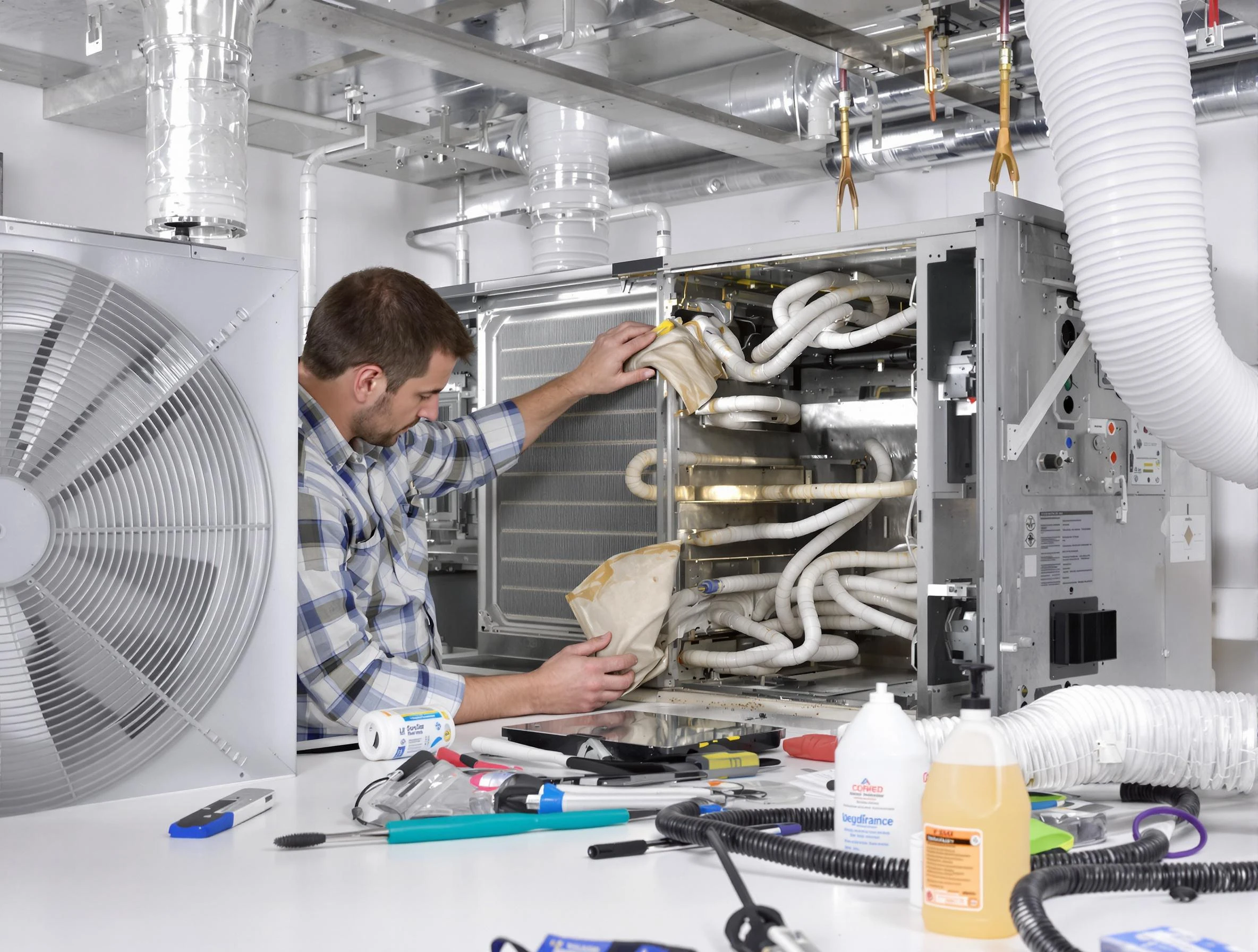 Lewisburg Air Duct Cleaning specialist performing precision AC coil cleaning in Lewisburg