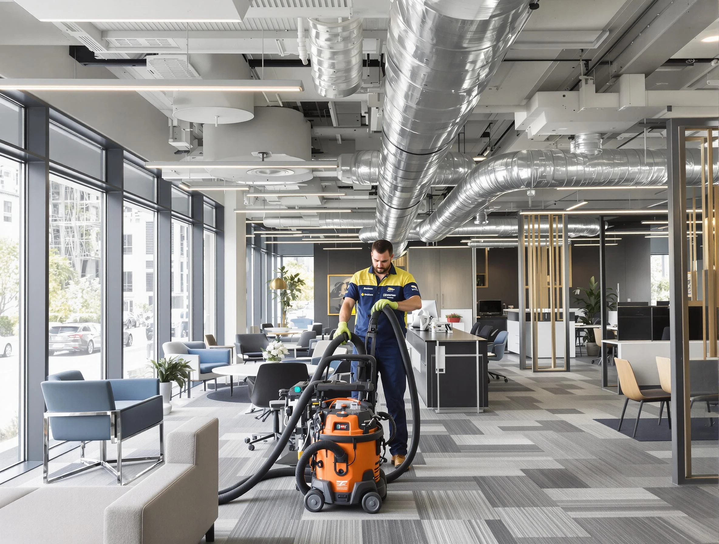 Lewisburg Air Duct Cleaning team performing thorough commercial duct cleaning at a Lewisburg business center